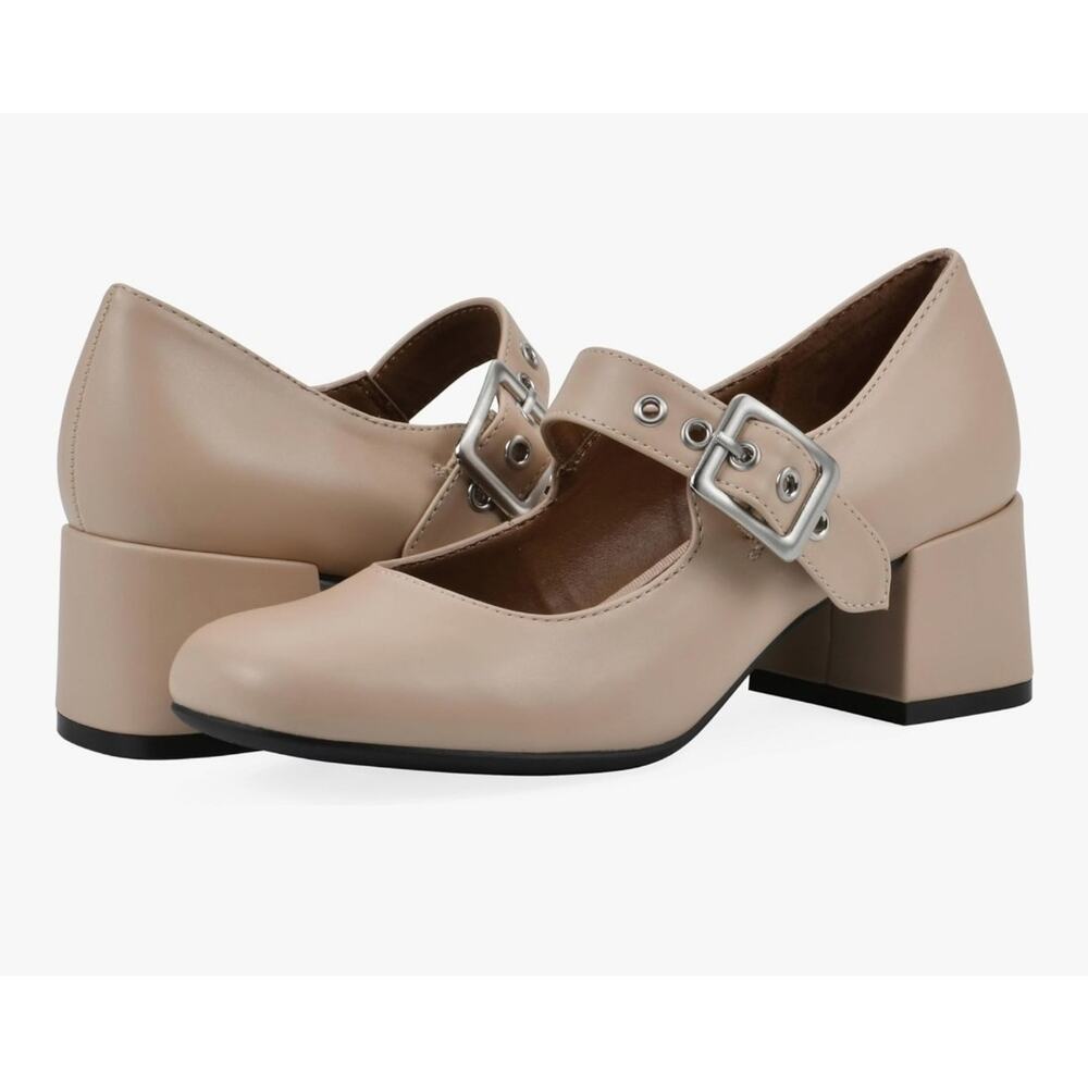 WHITE MOUNTAIN Women's Lasso Mary Jane Block Heel, Natural/Smooth, Size 7.5 - Picture 2 of 7